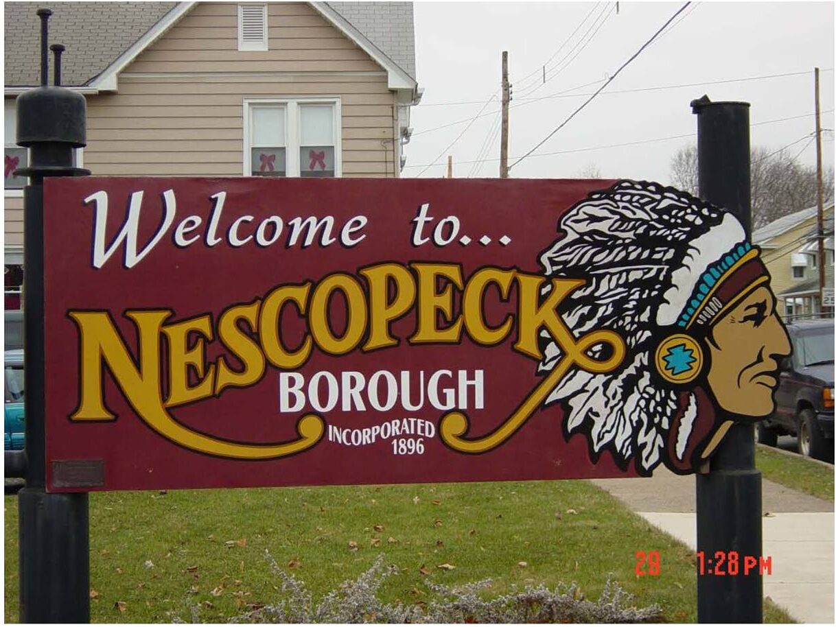 Nescopeck Borough sign welcoming visitors to the charming rural community